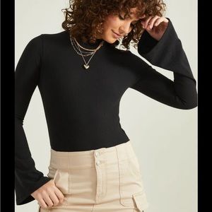 Black Mock Neck Bodysuit